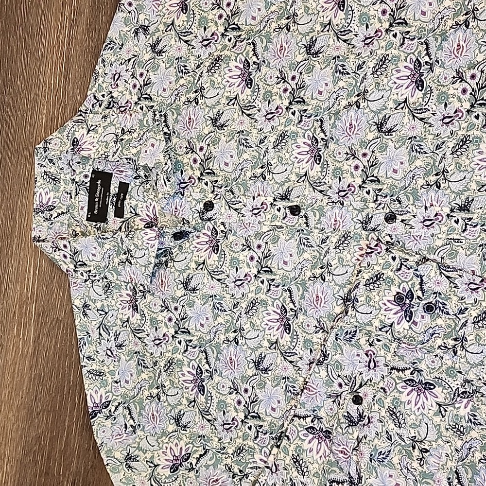 Bruun & Stengade Modern Fit Floral Dress Shirt 16.5 42 Easy Care‎